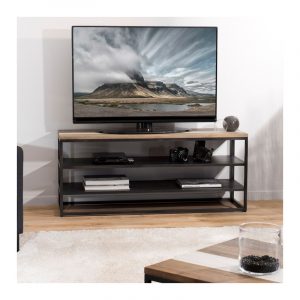 Metal et bois : une combinaison parfaite pour un meuble TV industriel.