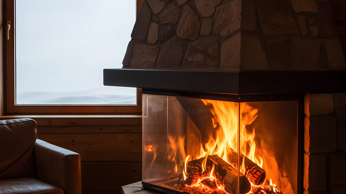 Une cheminée avec de belles flambées un soir d'hiver 